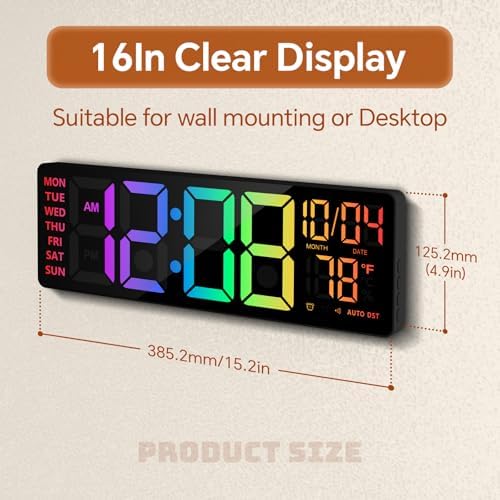 large LED digital wall clock for bedroom living room office and classroom