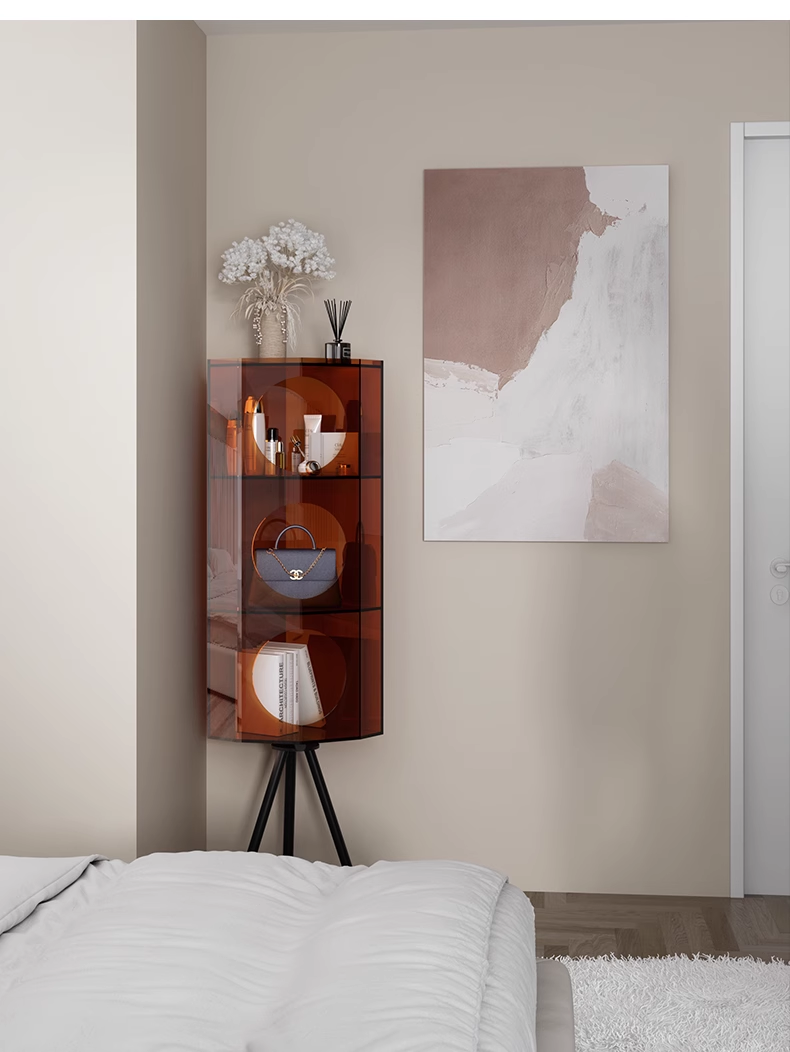 YISILE Acoustic Fluted Acrylic Corner Cabinet | Premium Media & Display Unit