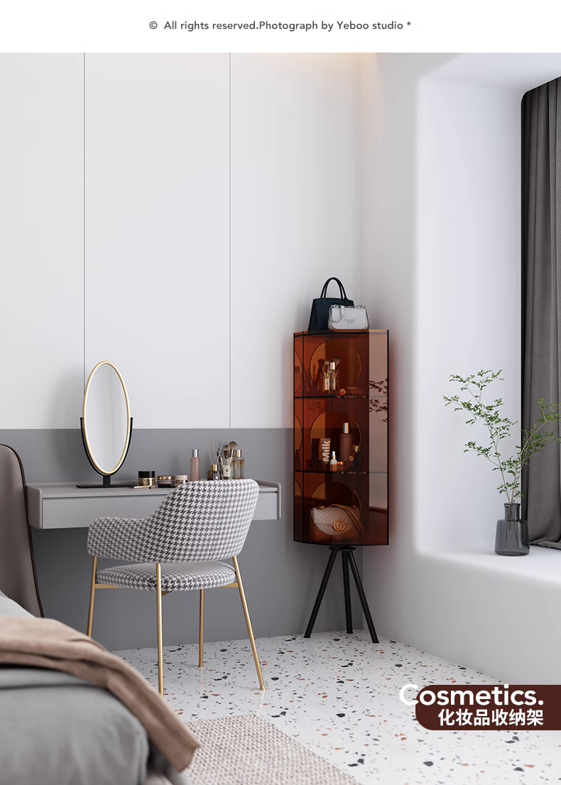 YISILE Acoustic Fluted Acrylic Corner Cabinet | Premium Media & Display Unit