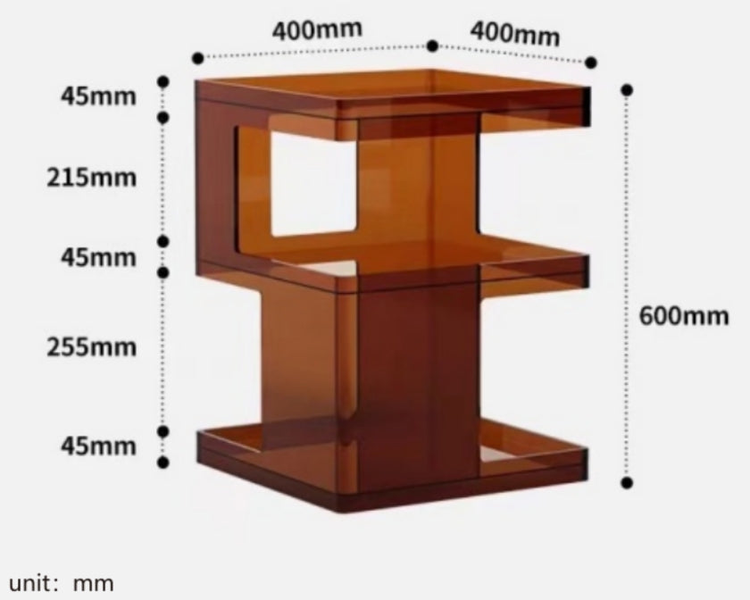 YISILE Bailing C-Shaped Acrylic End Table | Modern Slide-Under Sofa Desk