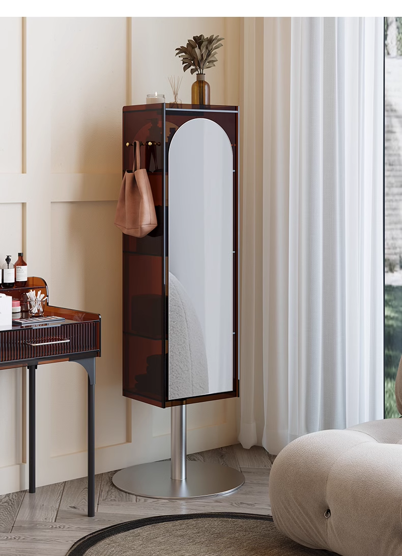 YISILE Beida Luxury Acrylic Rotating Mirror Cabinet | Full Length Spatial Wardrobe