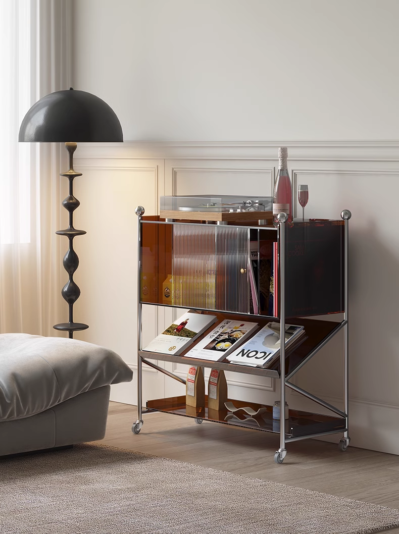 YISILE Blake Luxury Acrylic Sideboard | Accordion Pleated Buffet Console
