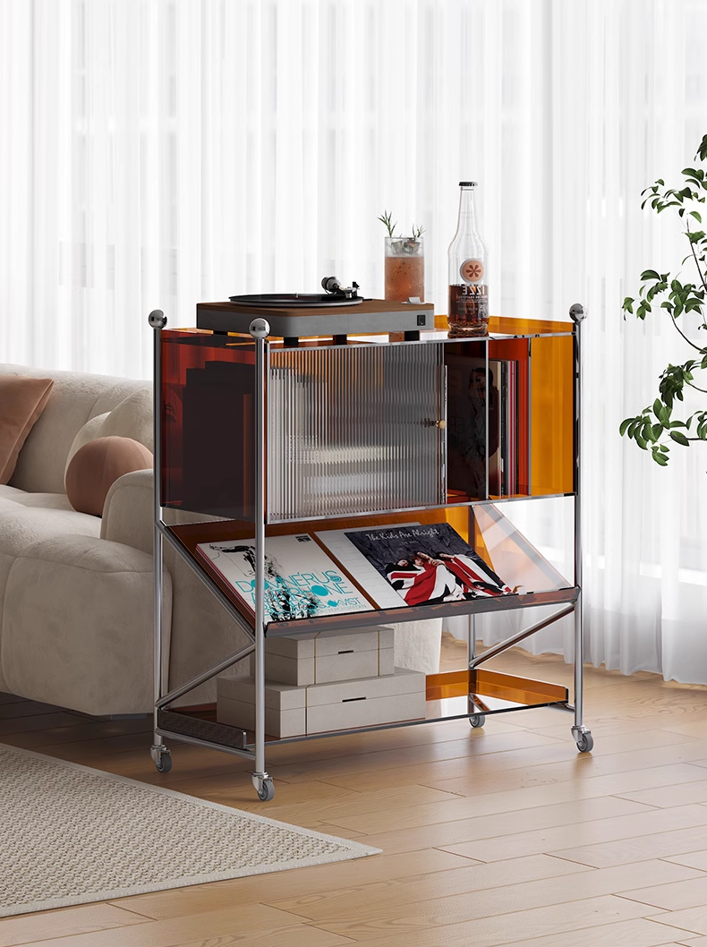 YISILE Blake Luxury Acrylic Sideboard | Accordion Pleated Buffet Console