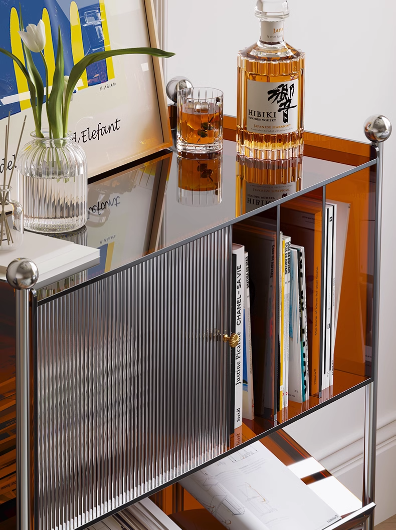 YISILE Blake Luxury Acrylic Sideboard | Accordion Pleated Buffet Console