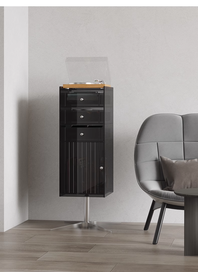 YISILE Bok Luxury Acrylic Rotating Edge Table | Smart Kinetic Side Cabinet