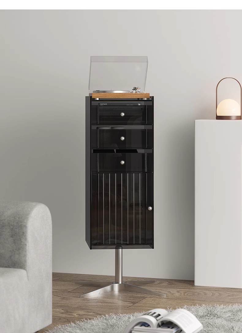 YISILE Bok Luxury Acrylic Rotating Edge Table | Smart Kinetic Side Cabinet