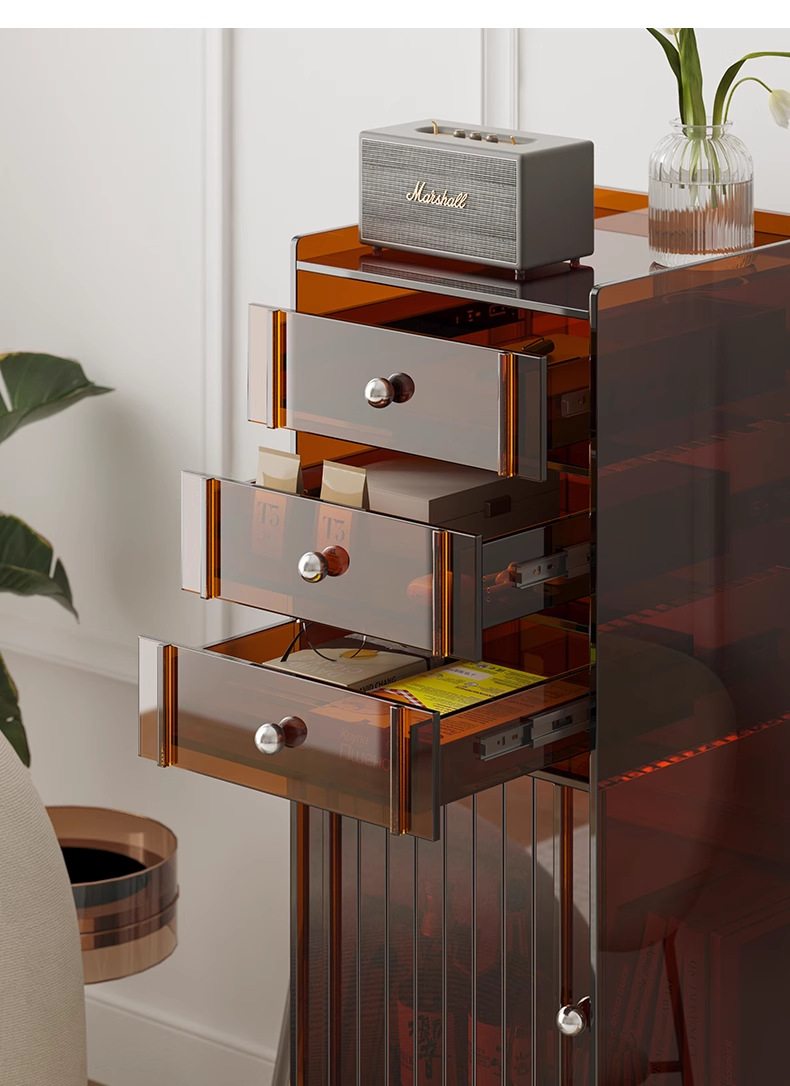 YISILE Bok Luxury Acrylic Rotating Edge Table | Smart Kinetic Side Cabinet