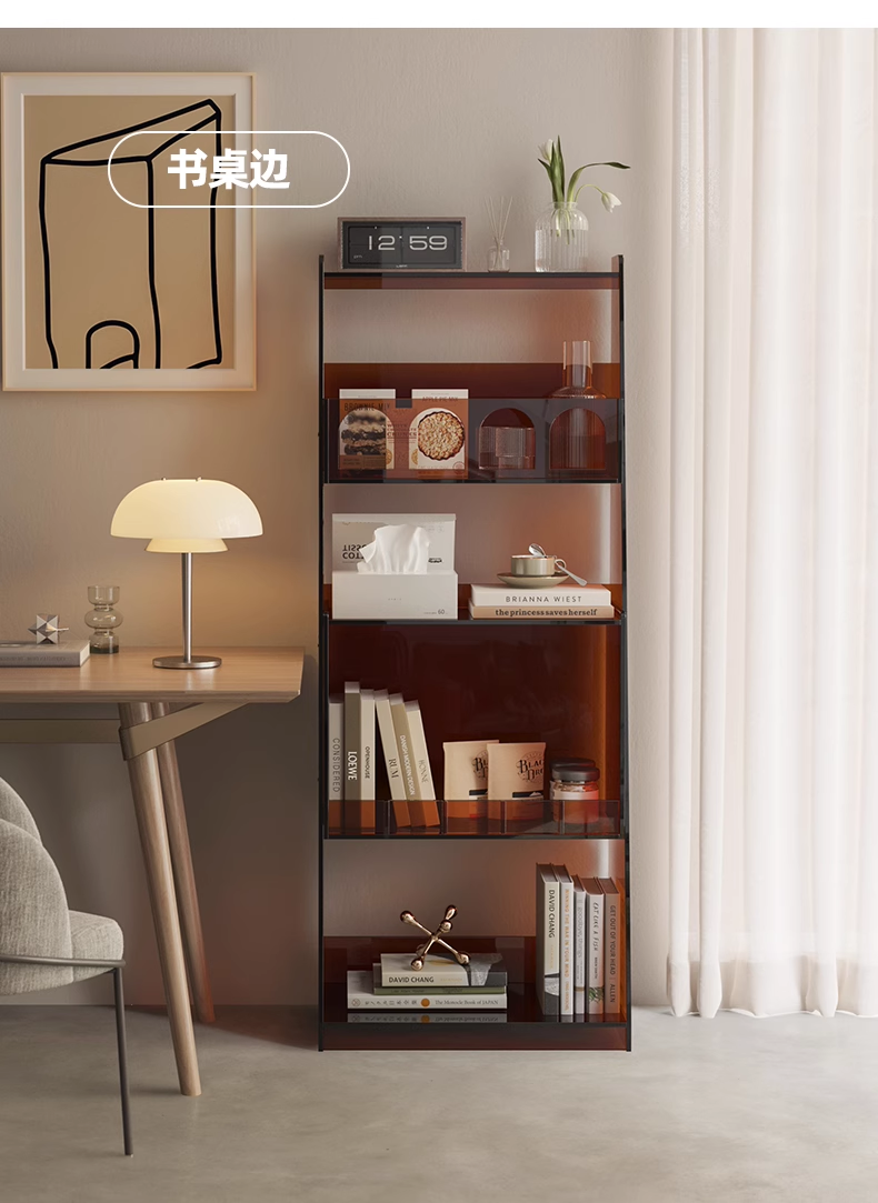 YISILE Boolean Geometric Acrylic Bookshelf | Modernist Floating Display Grid