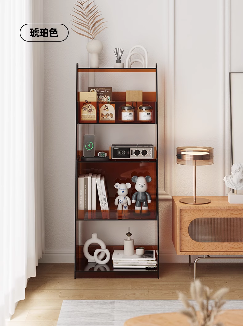 YISILE Boolean Geometric Acrylic Bookshelf | Modernist Floating Display Grid