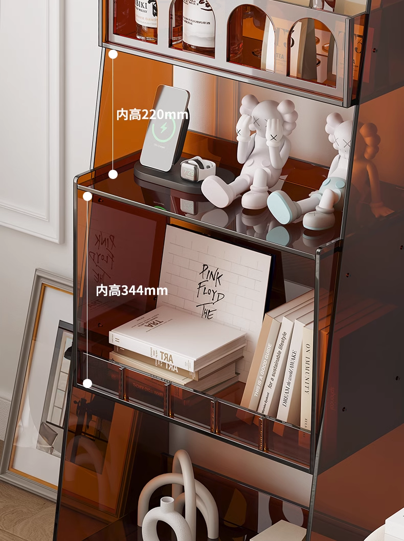 YISILE Boolean Geometric Acrylic Bookshelf | Modernist Floating Display Grid
