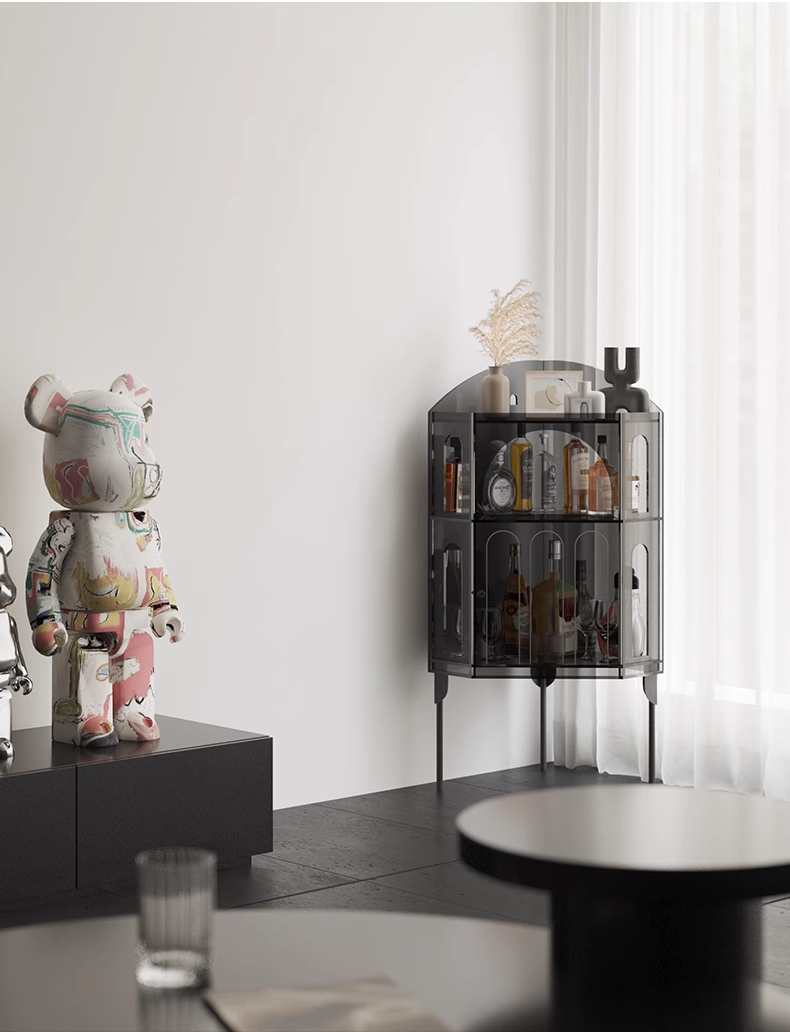 YISILE Casa Curved Acrylic Corner Cabinet | 420mm Precision Storage Unit