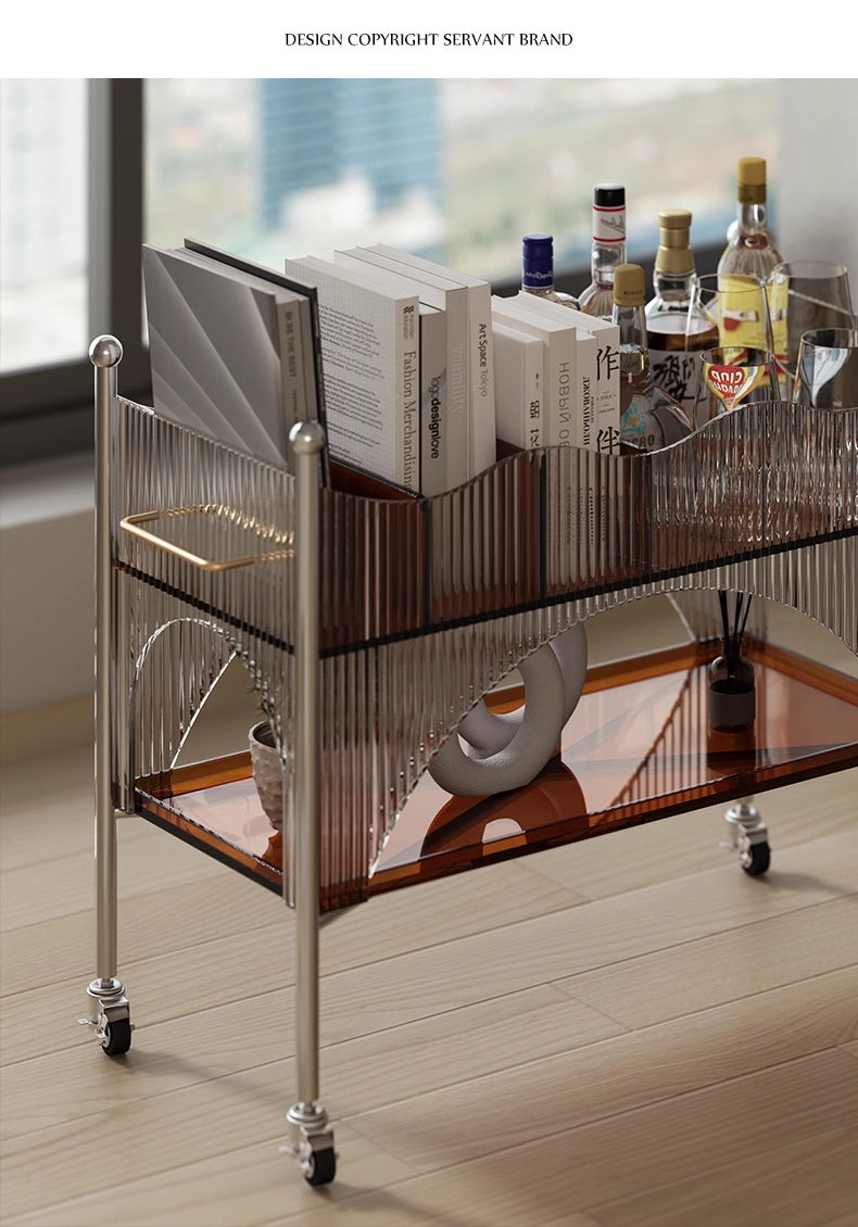 YISILE Circus Luxury Acrylic Cart Side Table | Playful Stage-Inspired Rolling Chest