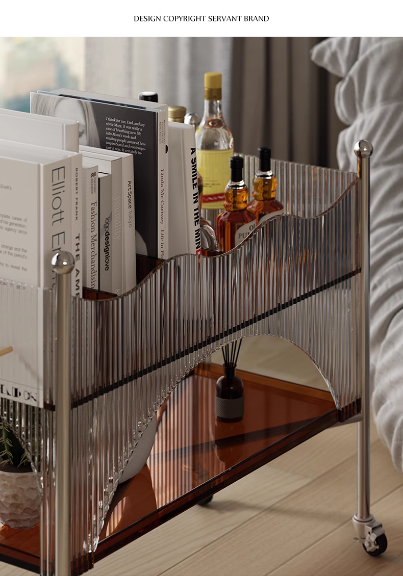 YISILE Circus Luxury Acrylic Cart Side Table | Playful Stage-Inspired Rolling Chest