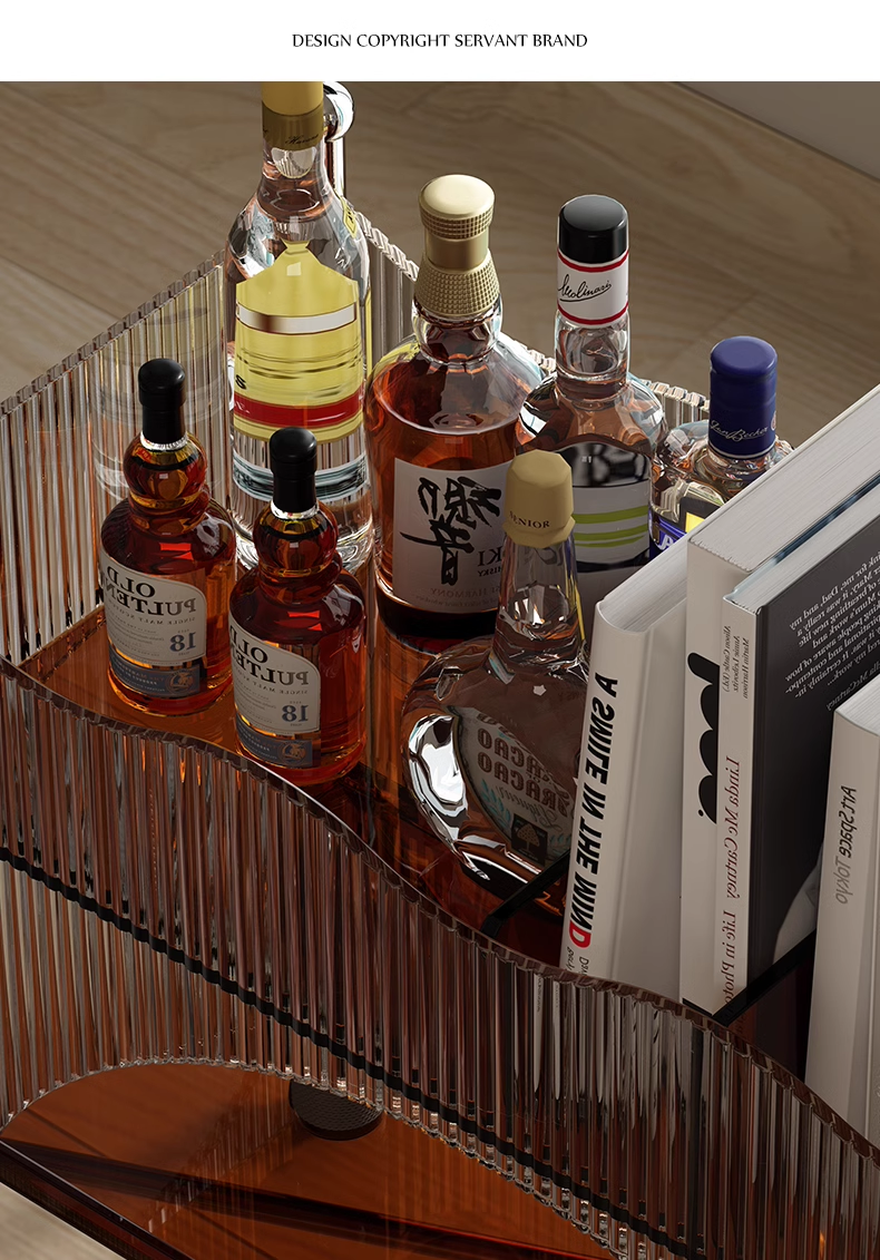 YISILE Circus Luxury Acrylic Cart Side Table | Playful Stage-Inspired Rolling Chest