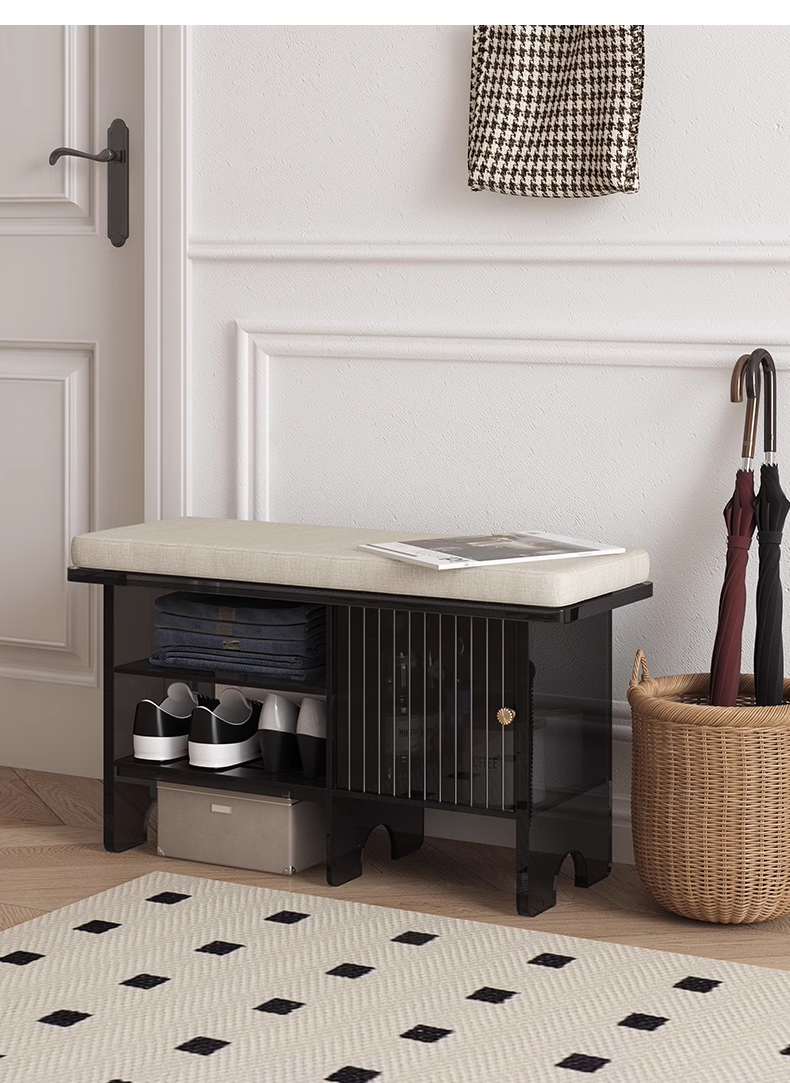 YISILE Dante Luxury Acrylic Shoe Bench | Cushioned Entryway Storage Stool
