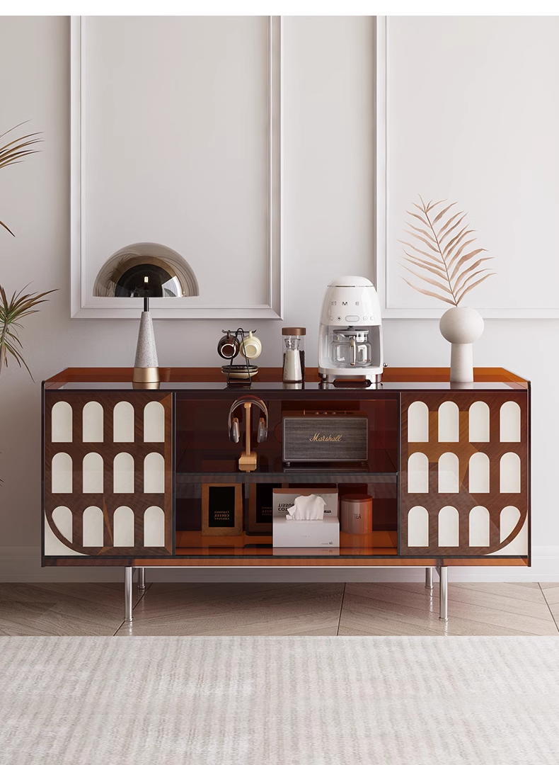 YISILE Elysee Sculptural Acrylic Side Cabinet | Classical Column Luxury Buffet