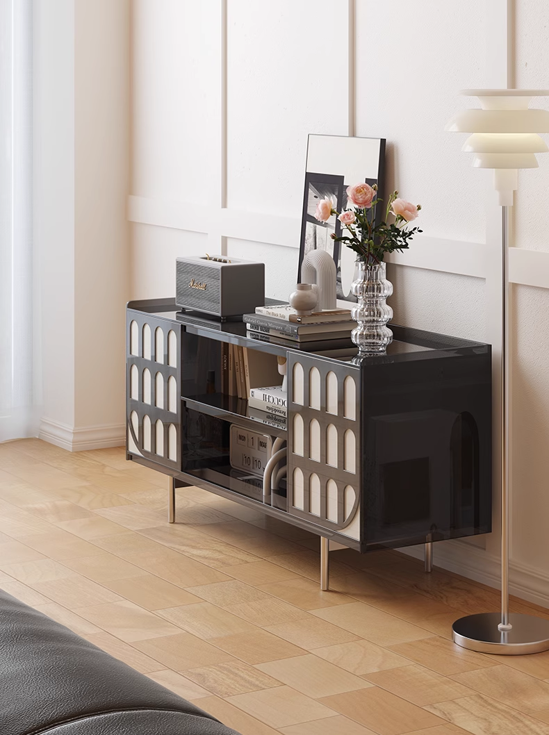 YISILE Elysee Sculptural Acrylic Side Cabinet | Classical Column Luxury Buffet