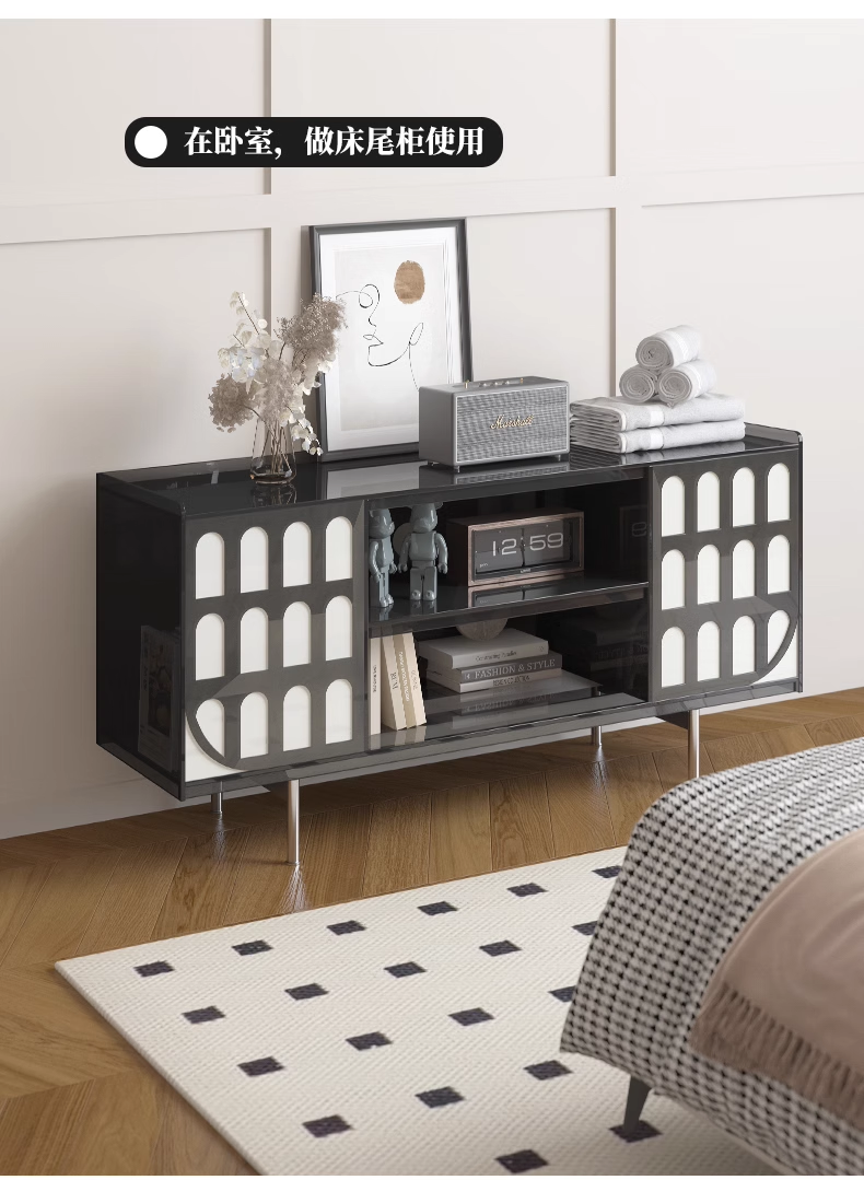 YISILE Elysee Sculptural Acrylic Side Cabinet | Classical Column Luxury Buffet