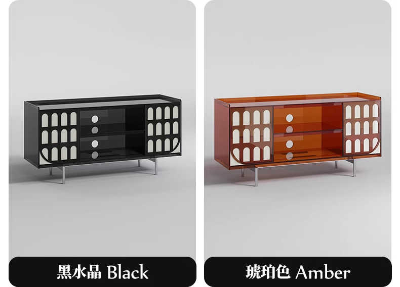 YISILE Elysee Sculptural Acrylic Side Cabinet | Classical Column Luxury Buffet