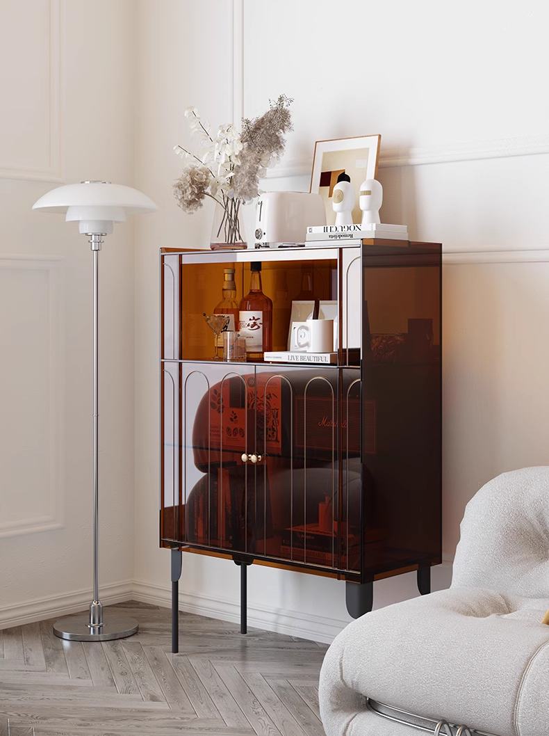 YISILE Evening Breeze Fluted Acrylic Sideboard | Luminous Ribbed Credenza