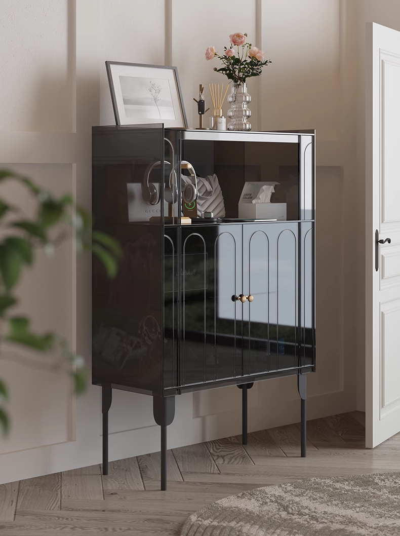 YISILE Evening Breeze Fluted Acrylic Sideboard | Luminous Ribbed Credenza