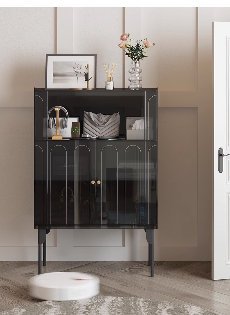 YISILE Evening Breeze Fluted Acrylic Sideboard | Luminous Ribbed Credenza