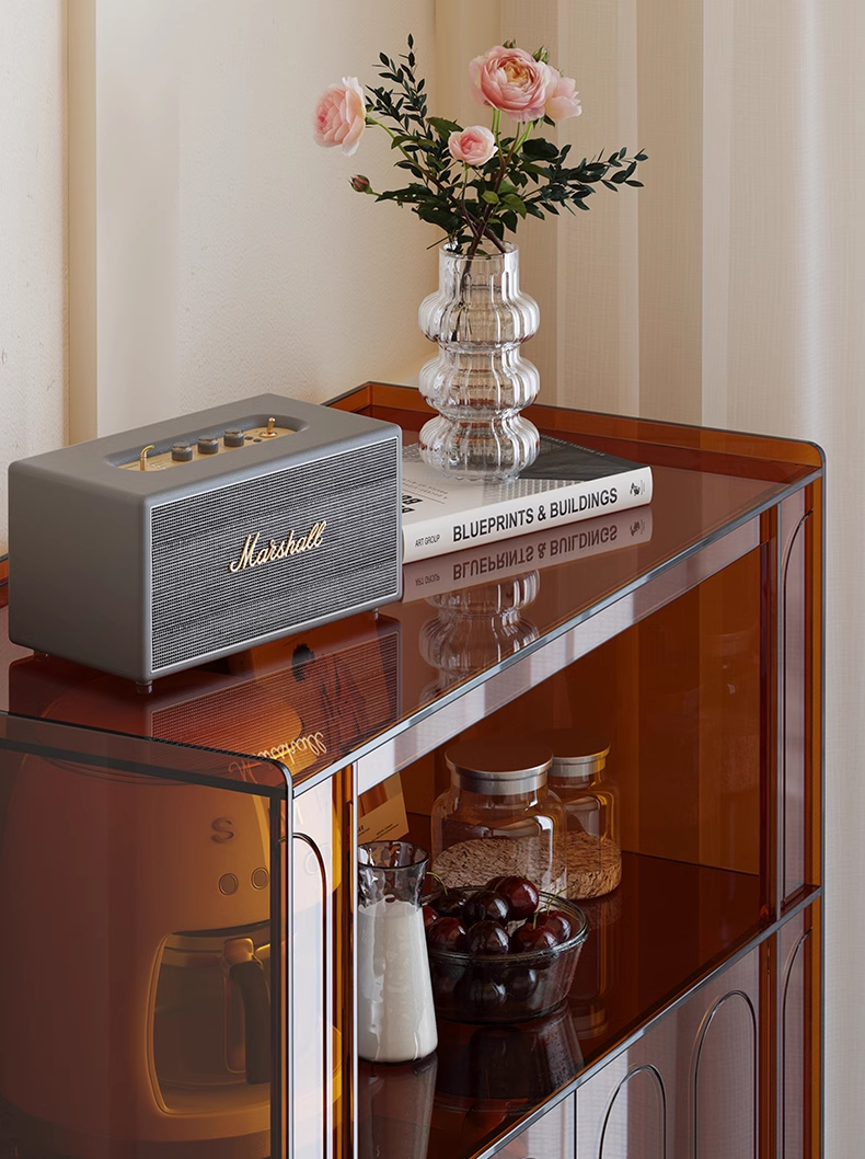 YISILE Evening Breeze Fluted Acrylic Sideboard | Luminous Ribbed Credenza