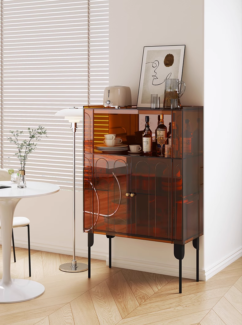 YISILE Evening Breeze Fluted Acrylic Sideboard | Luminous Ribbed Credenza