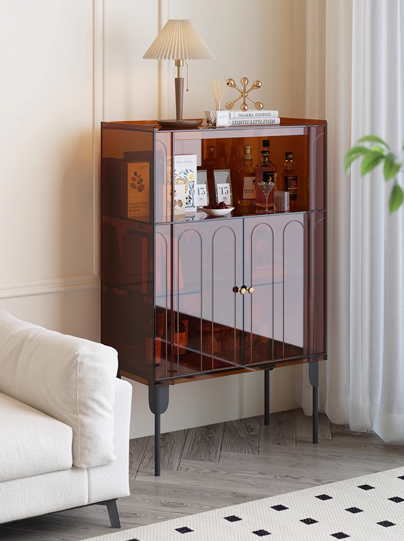 YISILE Evening Breeze Fluted Acrylic Sideboard | Luminous Ribbed Credenza