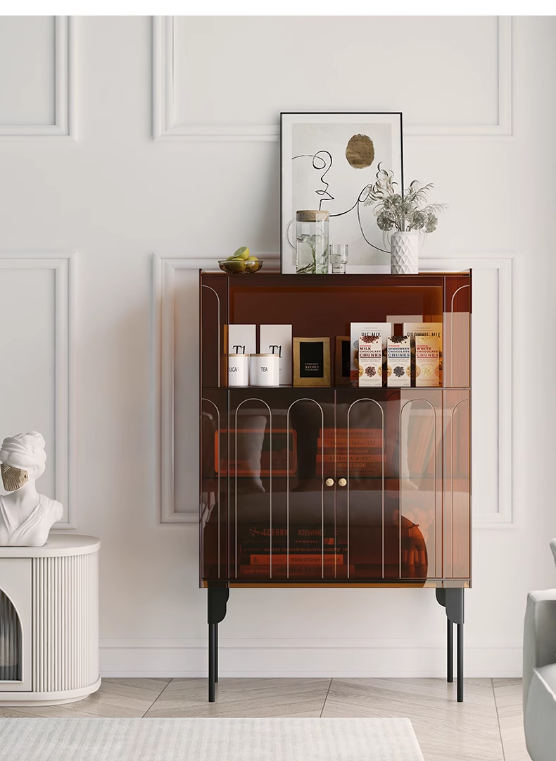 YISILE Evening Breeze Fluted Acrylic Sideboard | Luminous Ribbed Credenza