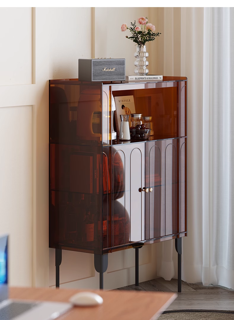 YISILE Evening Breeze Fluted Acrylic Sideboard | Luminous Ribbed Credenza