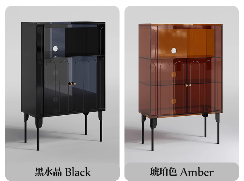 YISILE Evening Breeze Fluted Acrylic Sideboard | Luminous Ribbed Credenza