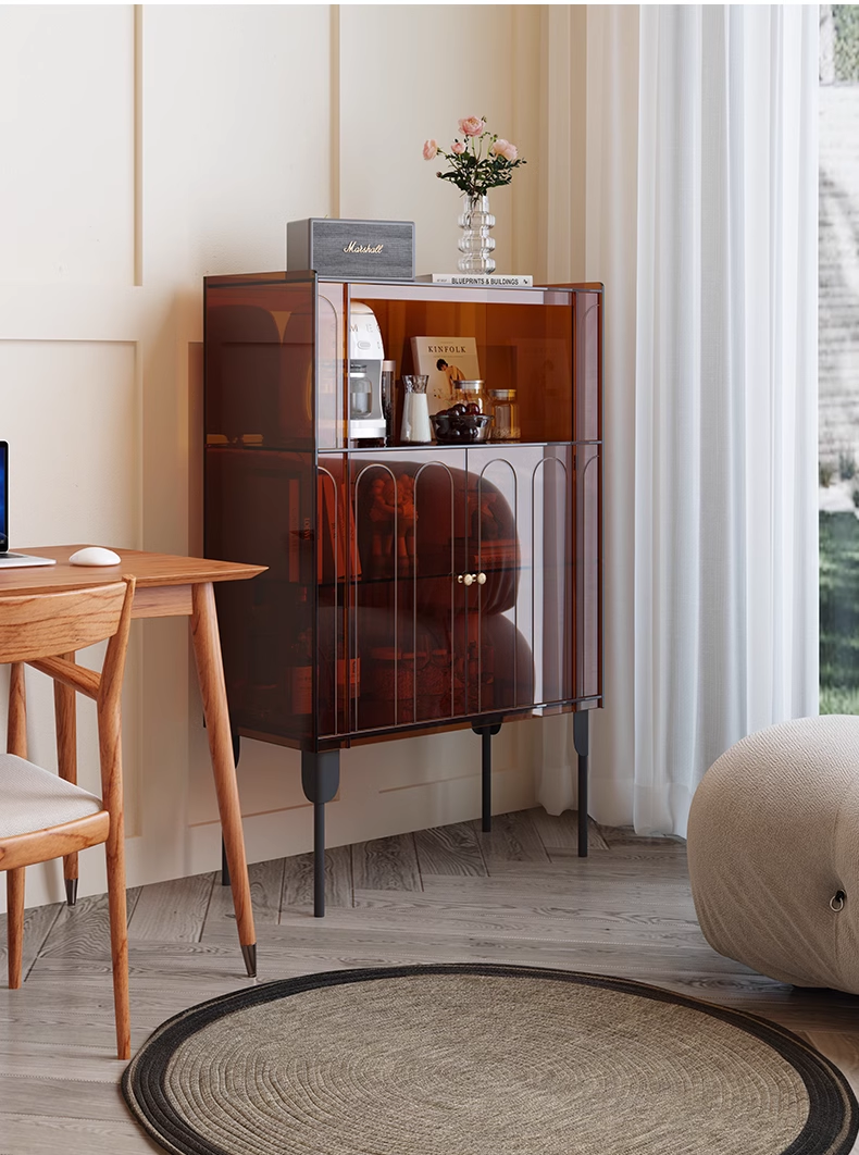 YISILE Evening Breeze Fluted Acrylic Sideboard | Luminous Ribbed Credenza