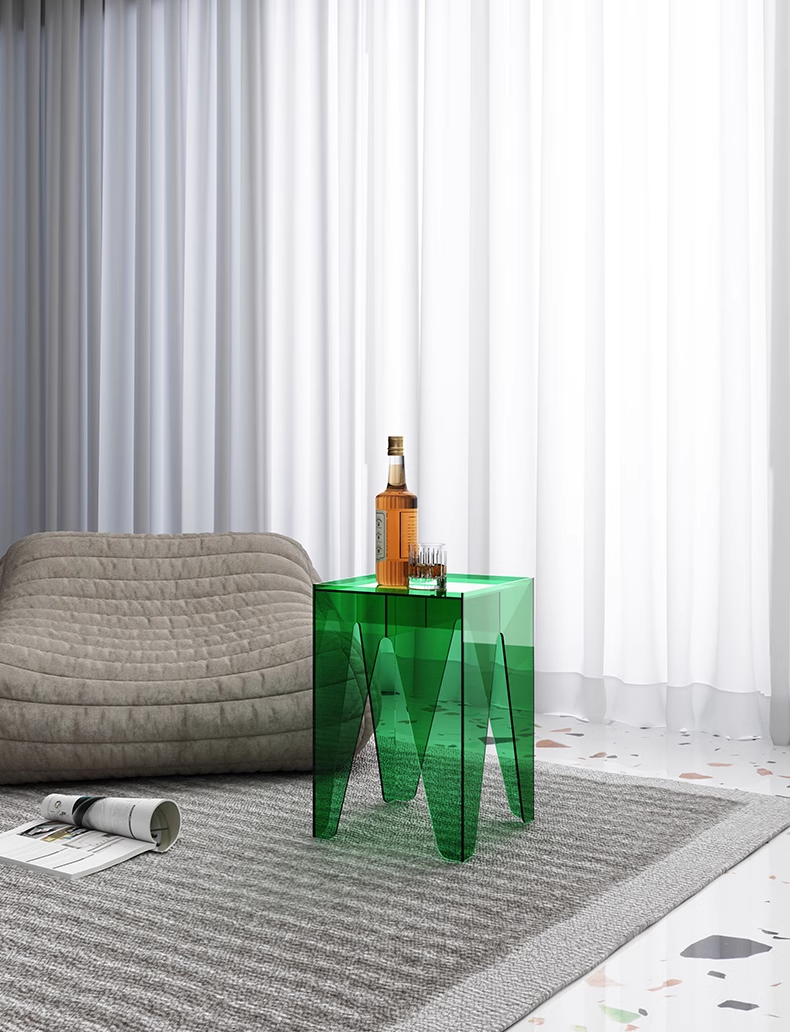 YISILE Four Seasons Luxury Acrylic Side Table | All-Weather Architectural End Table