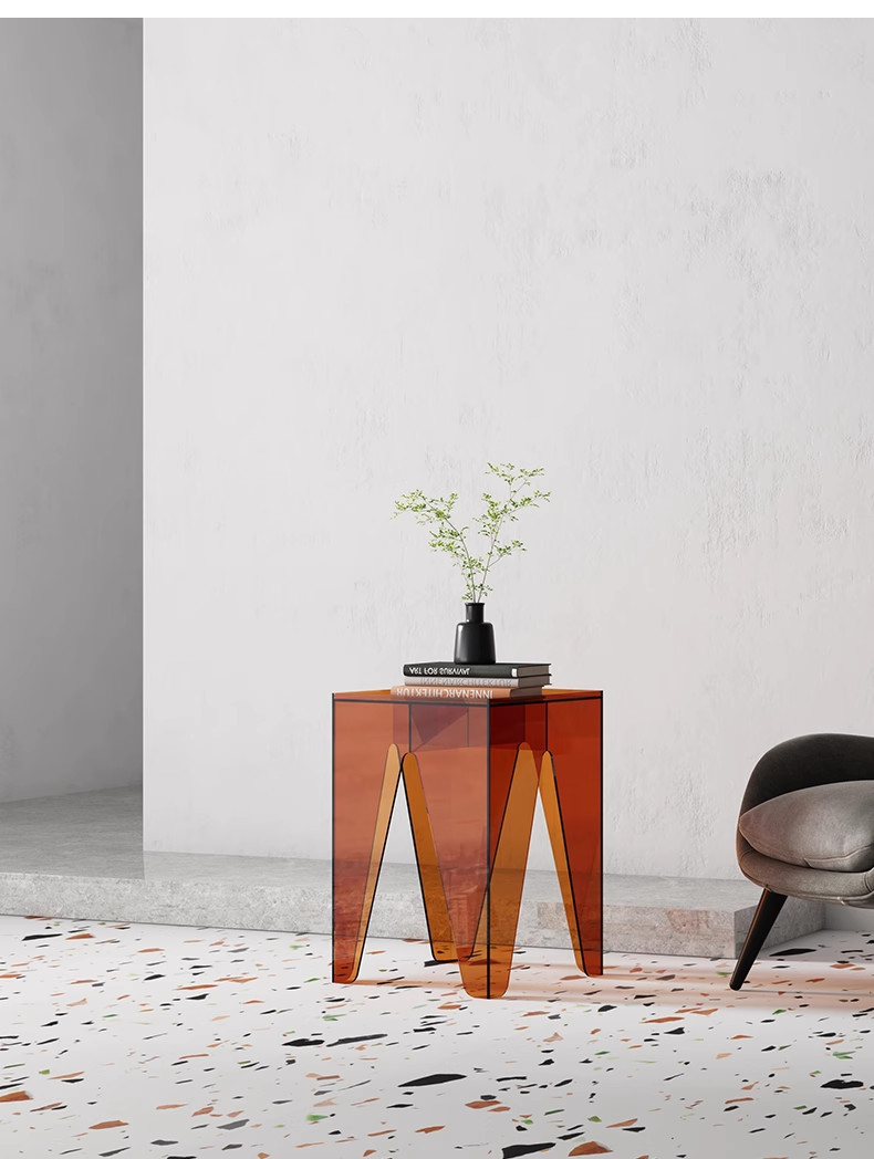 YISILE Four Seasons Luxury Acrylic Side Table | All-Weather Architectural End Table