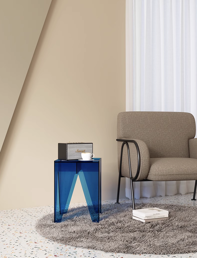 YISILE Four Seasons Luxury Acrylic Side Table | All-Weather Architectural End Table