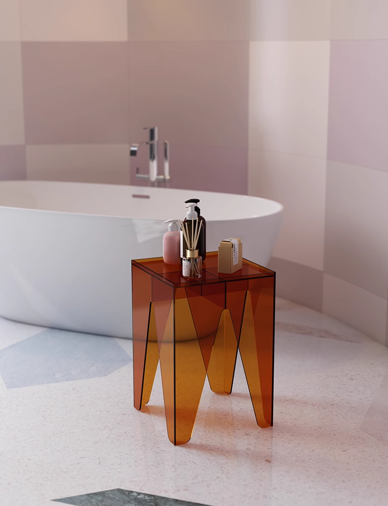 YISILE Four Seasons Luxury Acrylic Side Table | All-Weather Architectural End Table