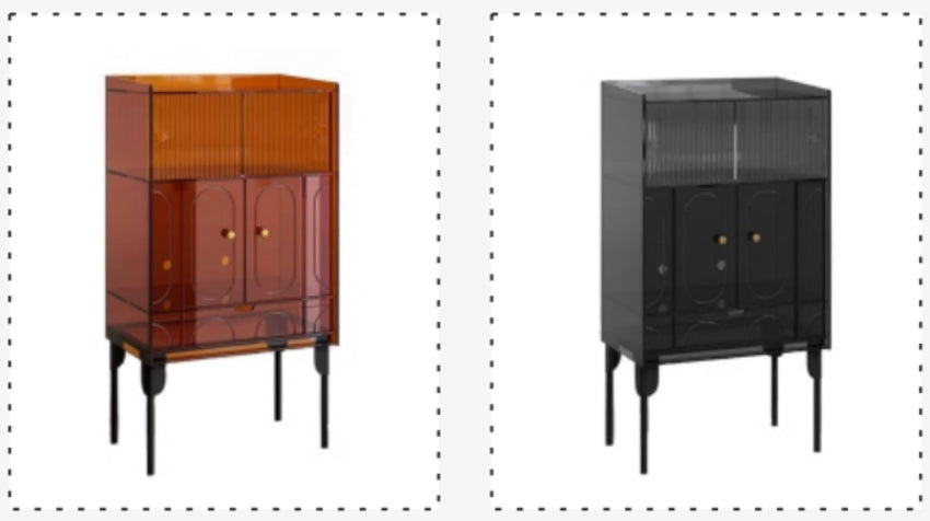 YISILE Xiaoman Fluted Glass & Acrylic Sideboard | Retro-Modern Compact Buffet