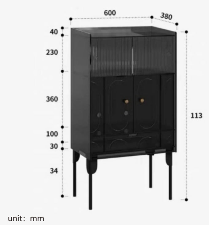 YISILE Xiaoman Fluted Glass & Acrylic Sideboard | Retro-Modern Compact Buffet
