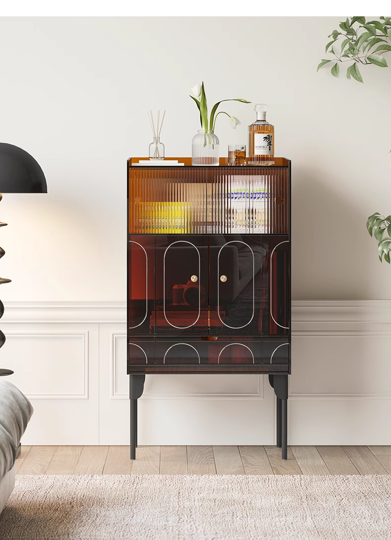 YISILE Xiaoman Fluted Glass & Acrylic Sideboard | Retro-Modern Compact Buffet