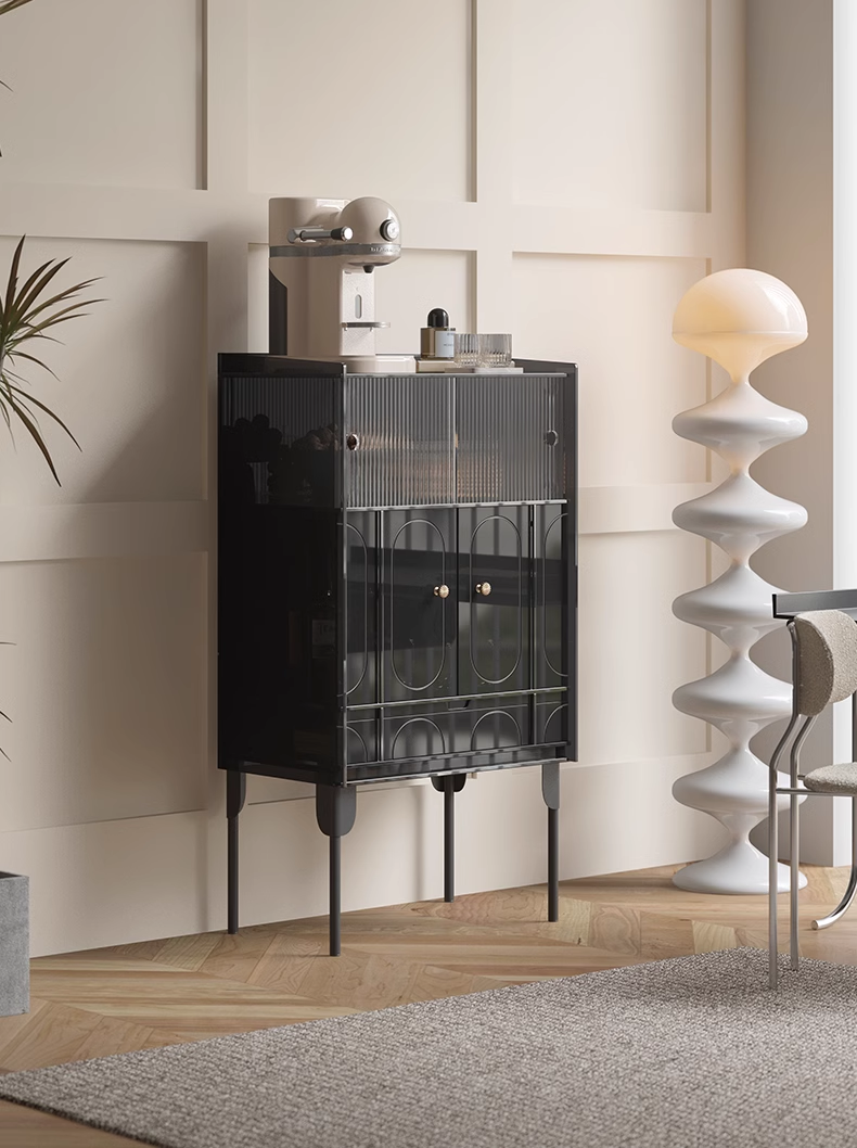 YISILE Xiaoman Fluted Glass & Acrylic Sideboard | Retro-Modern Compact Buffet