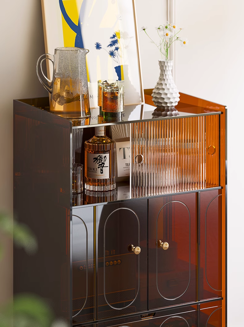 YISILE Xiaoman Fluted Glass & Acrylic Sideboard | Retro-Modern Compact Buffet