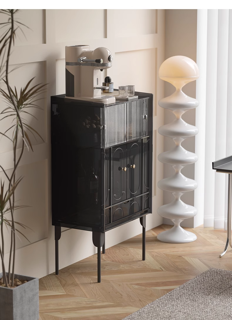 YISILE Xiaoman Fluted Glass & Acrylic Sideboard | Retro-Modern Compact Buffet