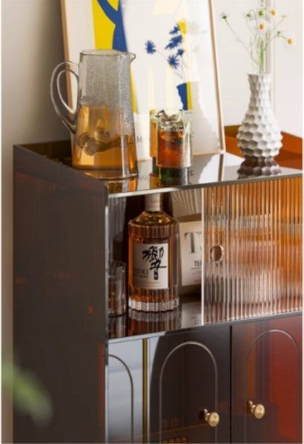 YISILE Xiaoman Fluted Glass & Acrylic Sideboard | Retro-Modern Compact Buffet
