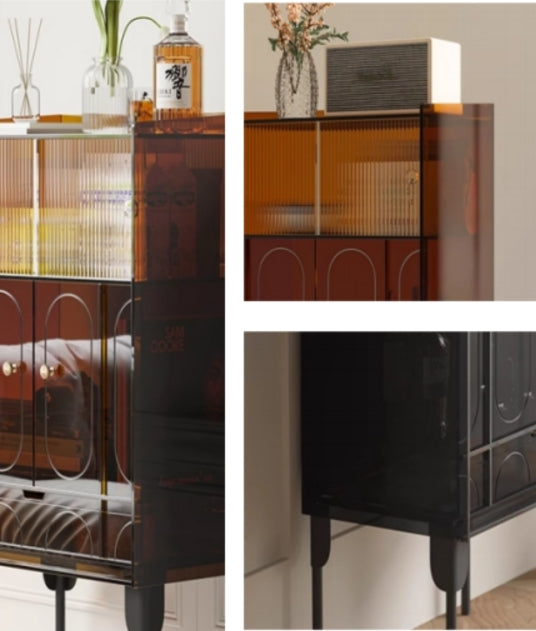 YISILE Xiaoman Fluted Glass & Acrylic Sideboard | Retro-Modern Compact Buffet