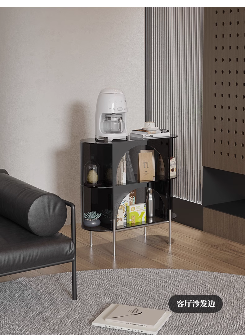 YISILE Green Accordion Luxury Acrylic Sideboard | Pleated Optical Media Console