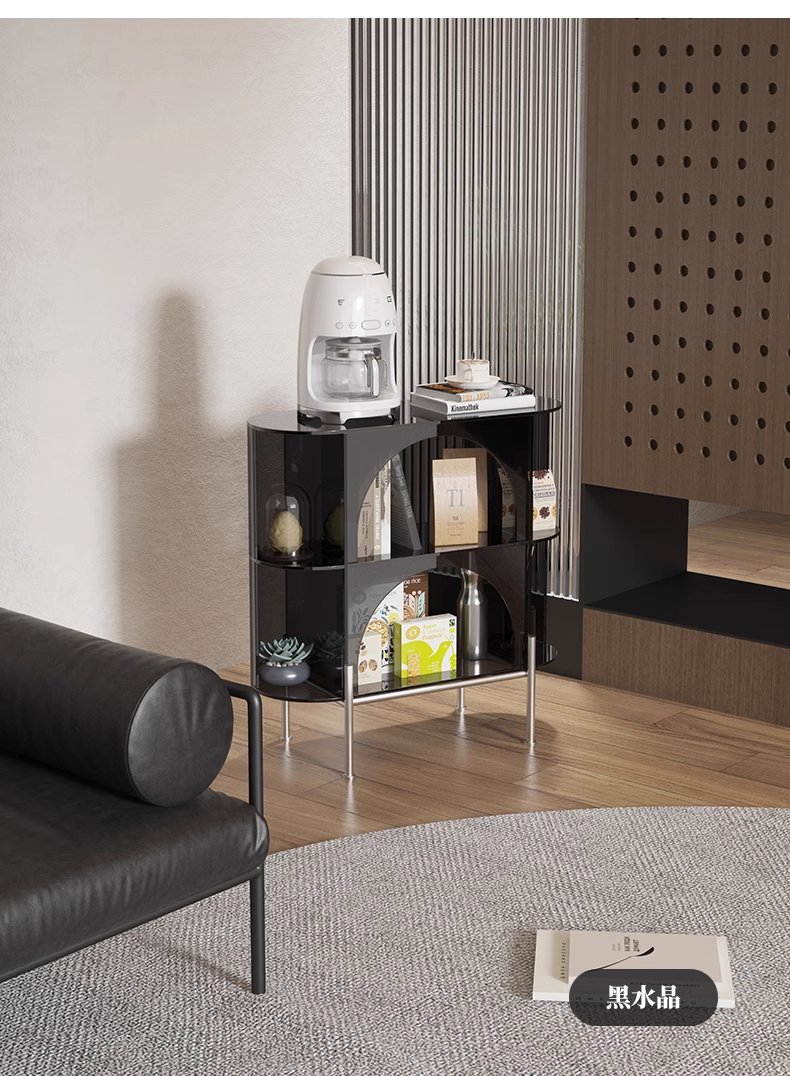 YISILE Green Accordion Luxury Acrylic Sideboard | Pleated Optical Media Console
