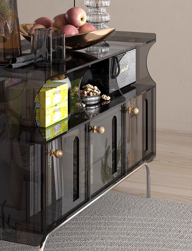 YISILE Green Crow Luxury Acrylic Side Cabinet | Vibrant Multi-Layer Accent Chest