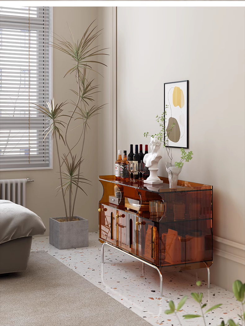 YISILE Green Crow Luxury Acrylic Side Cabinet | Vibrant Multi-Layer Accent Chest