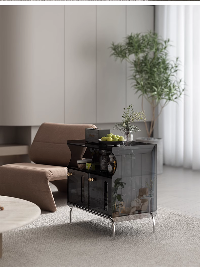 YISILE Green Crow Luxury Acrylic Side Cabinet | Vibrant Multi-Layer Accent Chest